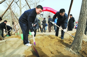刘淇郭金龙杜德印王安顺参加义务植树活动